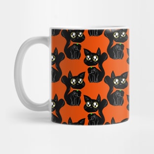 Big Eyed Black Cat Pattern Mug
